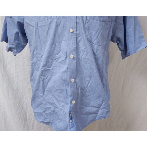 Puritan Wrinkle Resistant Men's Large Blue Check Geometric Short Sleeve Shirt - Picture 5 of 11